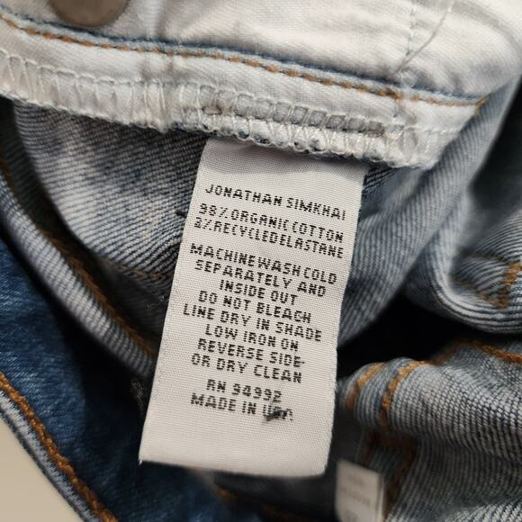 Jonathan Simkhai Standard River High Rise Straight Leg Fringe Hem Jeans 26 - Picture 7 of 7